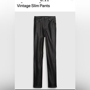 NWT GAP Women’s Vintage Slim High Rise Leather like Black pants